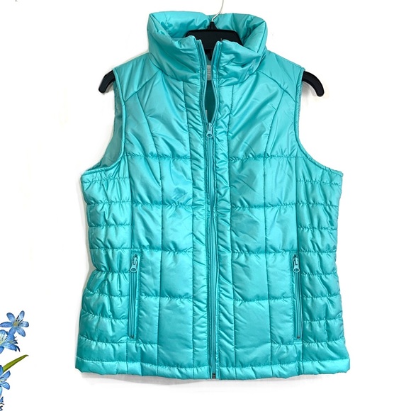 New York & Company Women's Light Blue Sleeveless Zippered Quilted Puff Vest NWT - Picture 2 of 9
